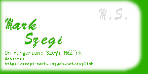 mark szegi business card